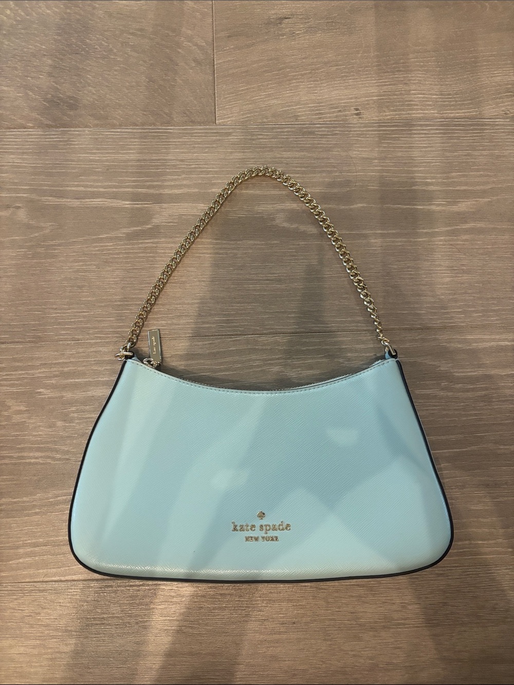 kate spade Pale Blue Shoulder Bag with Gold Chain Handle